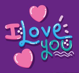 手绘I Love You字体图片