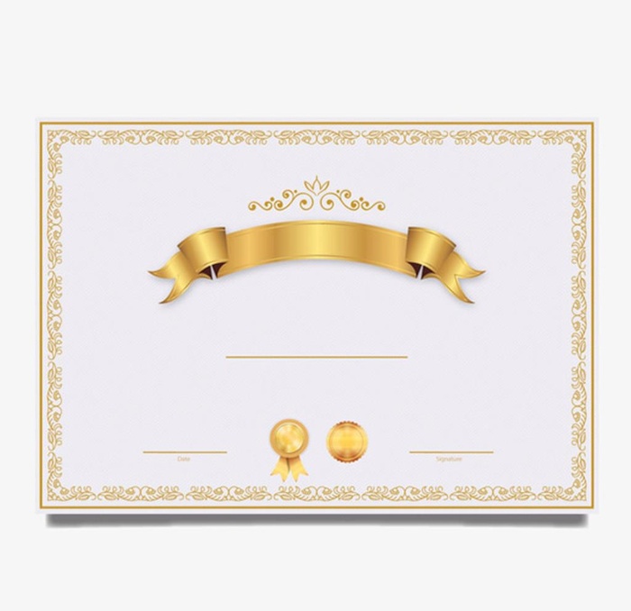 精致的金色奖章证书图片