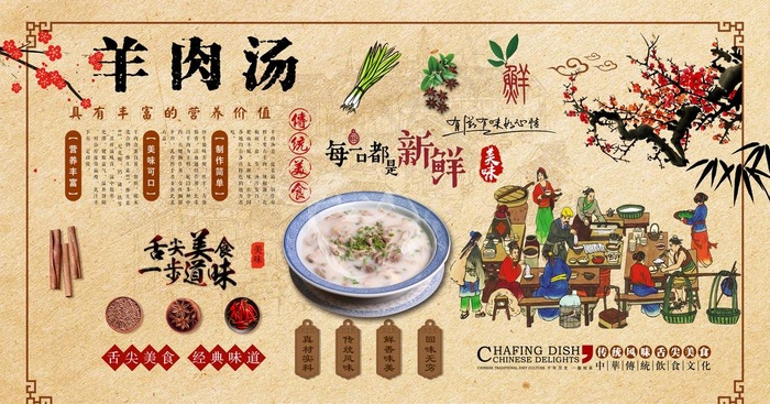 羊肉汤背景墙图片