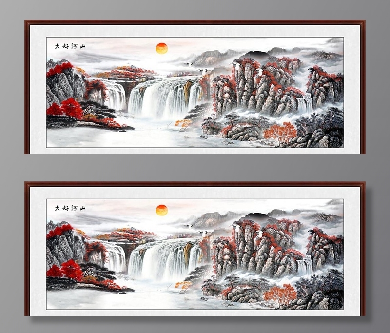 山水画图片(7087x3202)psd模版下载
