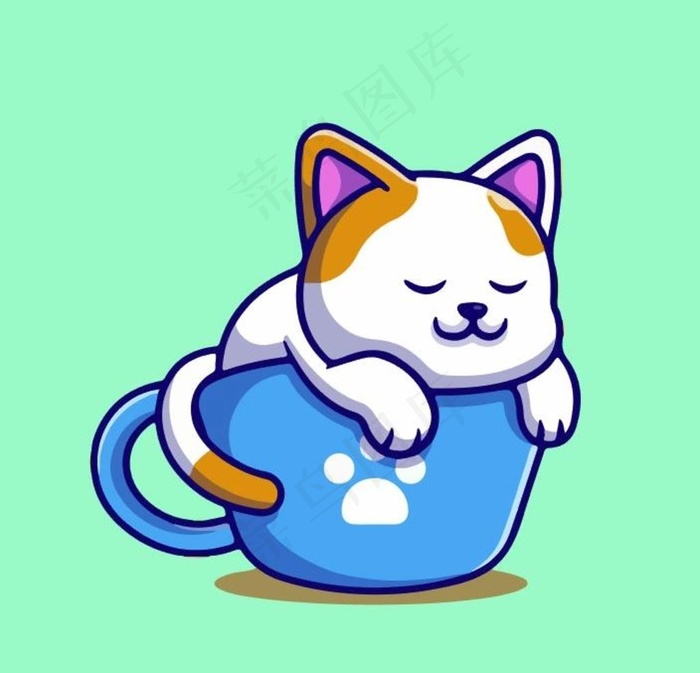卡通小猫图片ai矢量模版下载