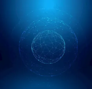 线条波点蓝色科技背景矢量素材图片