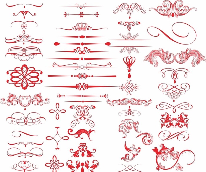 欧式花边红色矢量素材图片