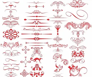 欧式花边红色矢量素材图片