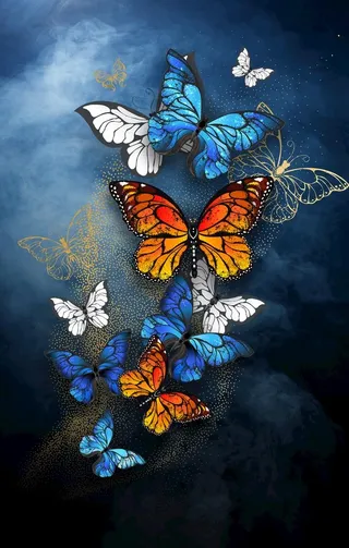 金色蝴蝶艺术装饰画图片