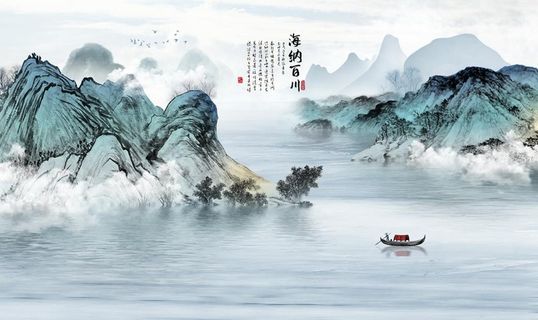 山水背景墙图片