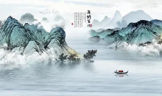 山水背景墙图片