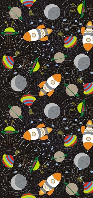 外太空火箭飞船飞碟四方连续底纹图片