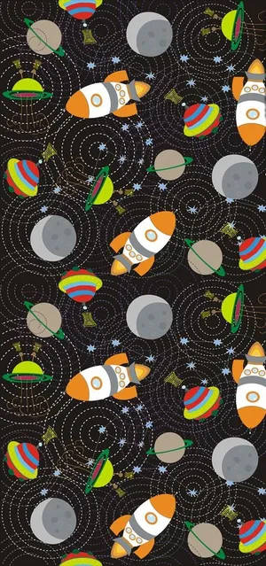 外太空火箭飞船飞碟四方连续底纹图片