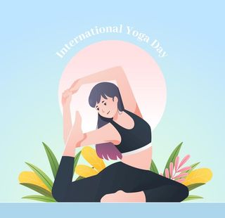 手绘瑜伽人物动作图片