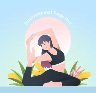 手绘瑜伽人物动作图片