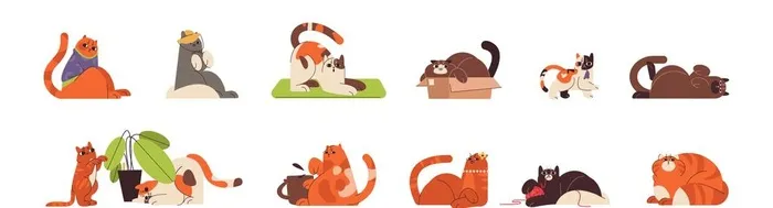 扁平卡通猫咪图片ai矢量模版下载