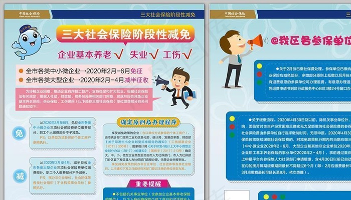 社会保险三大阶段性减免DM单图片