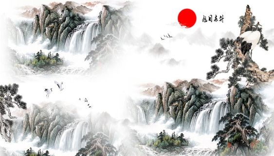 旭日东升背景墙图片
