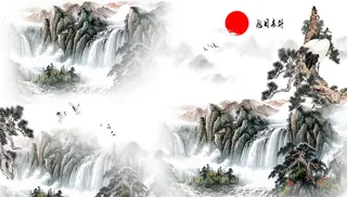 旭日东升背景墙图片