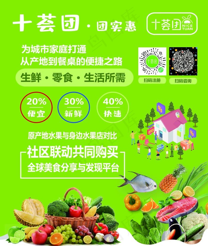 十荟团海报图片psd模版下载