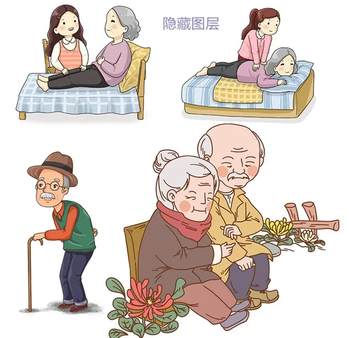 老人卡通图片(4134x4134)psd模版下载