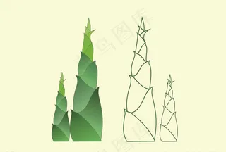 手绘矢量竹笋素材图片