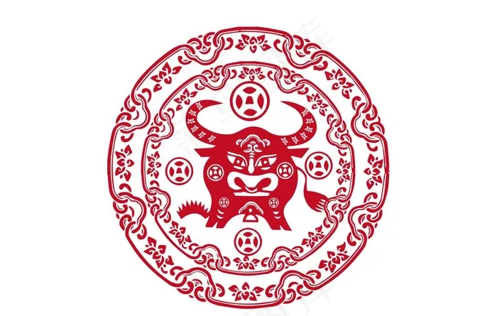 AI矢量2021年新春牛年剪纸图片