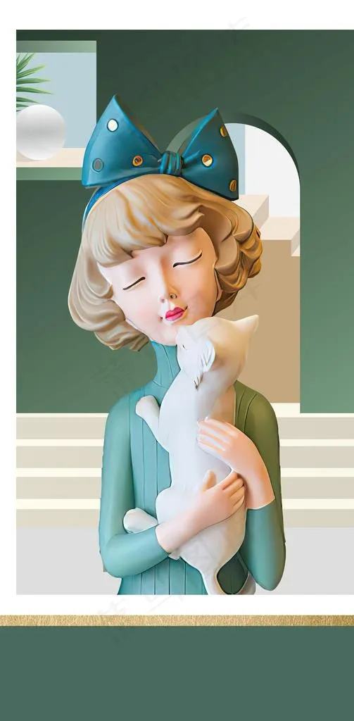 儿童卡通娃娃少女装饰画图片(4724x9041)