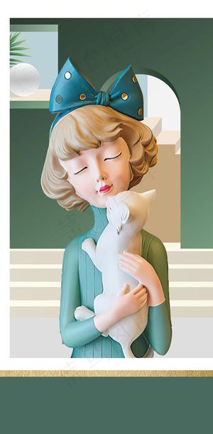 儿童卡通娃娃少女装饰画图片