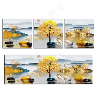 发财树 鹿装饰画图片 发财树 鹿装饰画图片