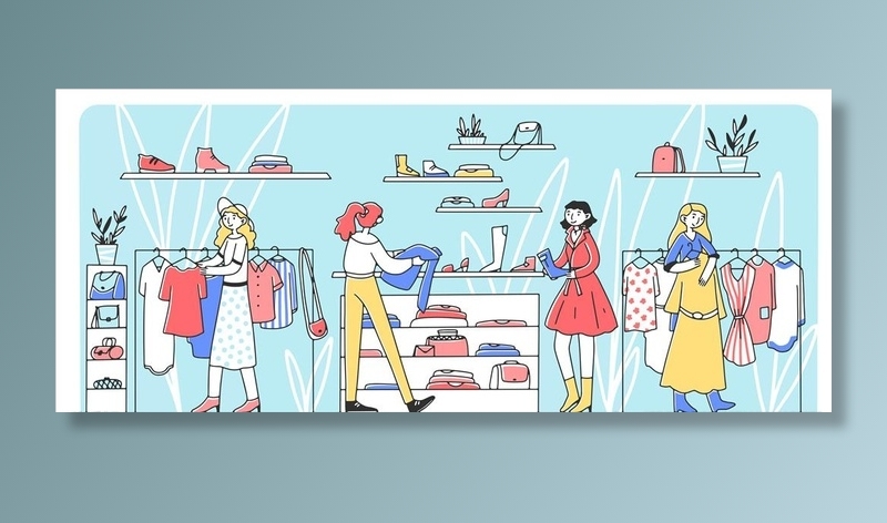 女装店插画图片ai矢量模版下载