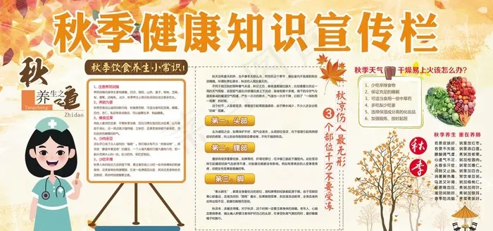 秋季健康教育宣传栏图片psd模版下载