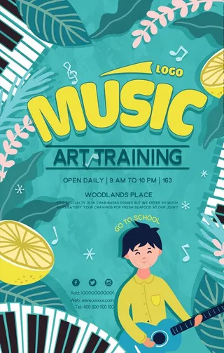 蓝色清新音乐培训海报图片