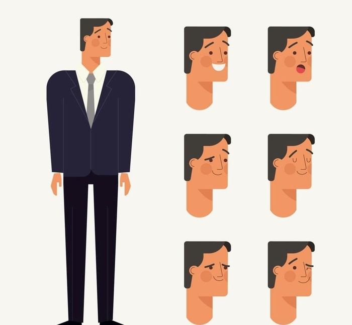 商务男子和表情图片ai矢量模版下载