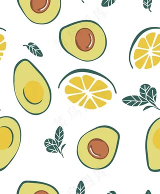 牛油果无缝印花矢量图案图片