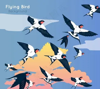 飞翔的燕子群图片