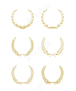 矢量金色麦穗橄榄枝图片