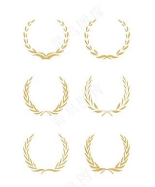 矢量金色麦穗橄榄枝图片