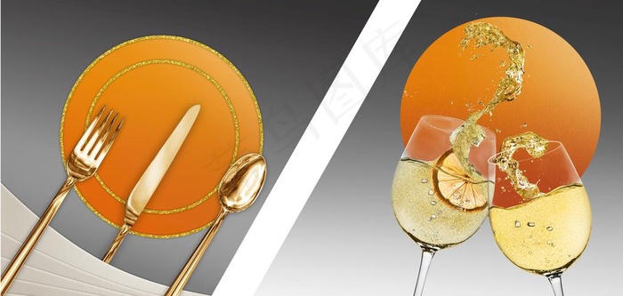 餐厅厨房高脚杯酒店餐具装饰画图片