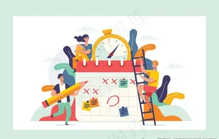 工作日历效率进度矢量插画图片