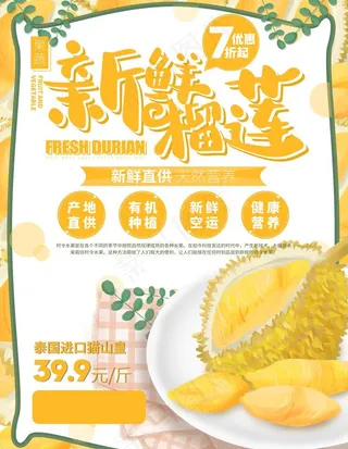 简约榴莲水果海报图片