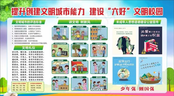 学校创文宣传栏图片cdr矢量模版下载