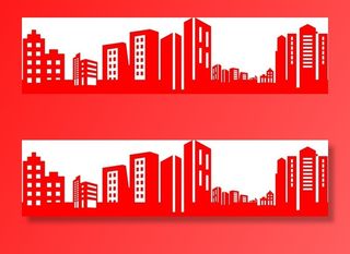 矢量手绘建筑剪影轮廓背景图片