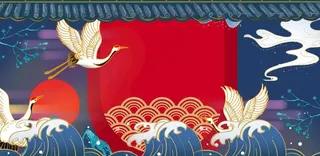 手绘国潮风展板背景图片