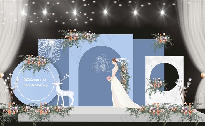 蓝色森系婚礼图片