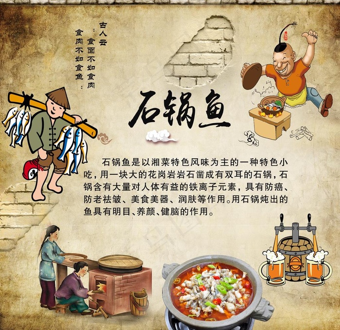 石锅鱼装饰画图片