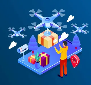 矢量无人机运输快递元素图片