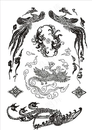 各种凤凰云纹图片