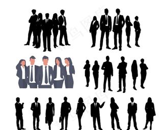 剪影商务人士矢量图图片