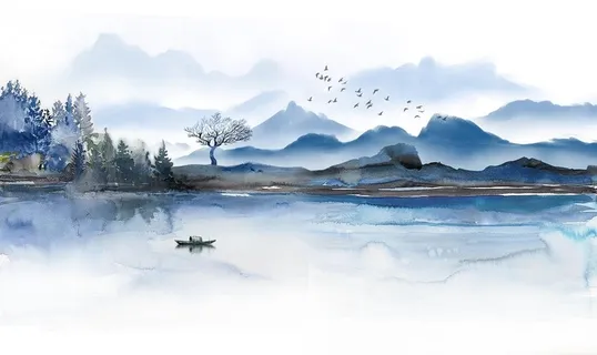 山水画 中式背景墙 装饰画 新图片