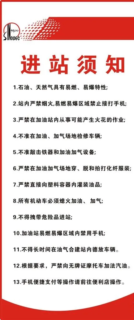 中国石化进站须知图片cdr矢量模版下载