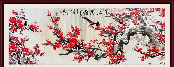 梅花 喜上眉梢图片(7087x2953)psd模版下载