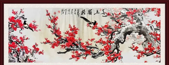 梅花 喜上眉梢图片(7087x2953)psd模版下载