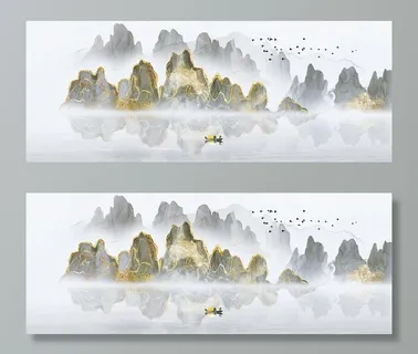 轻奢山水图图片